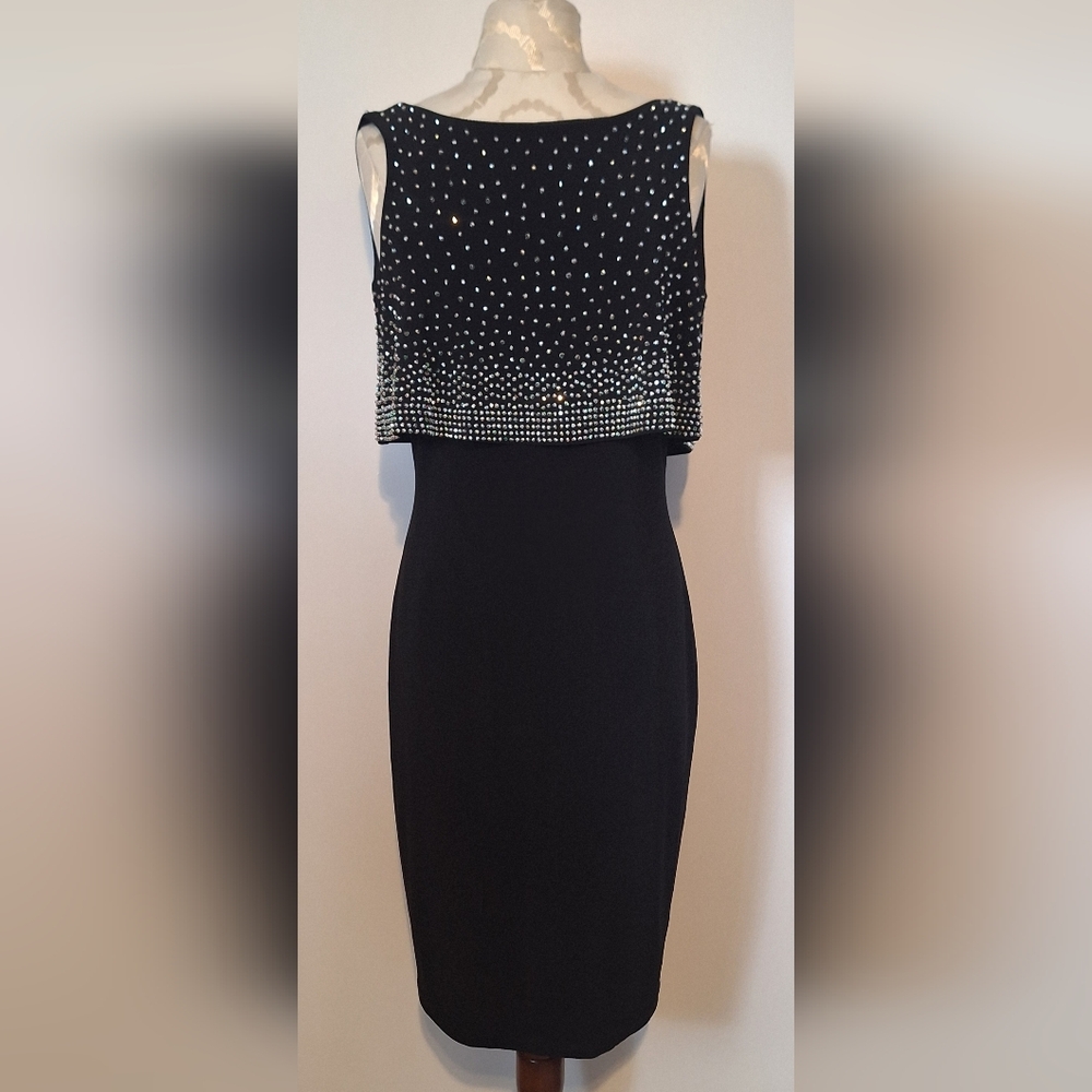 Joseph Ribkoff Black and Silver Sparkle Stud Dress